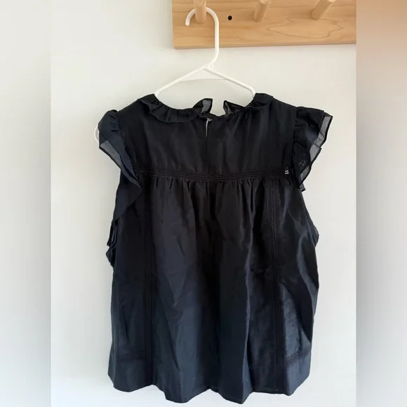 J.CREW Flutter-sleeve top in cotton-silk voile in Black Large - Picture 7 of 7